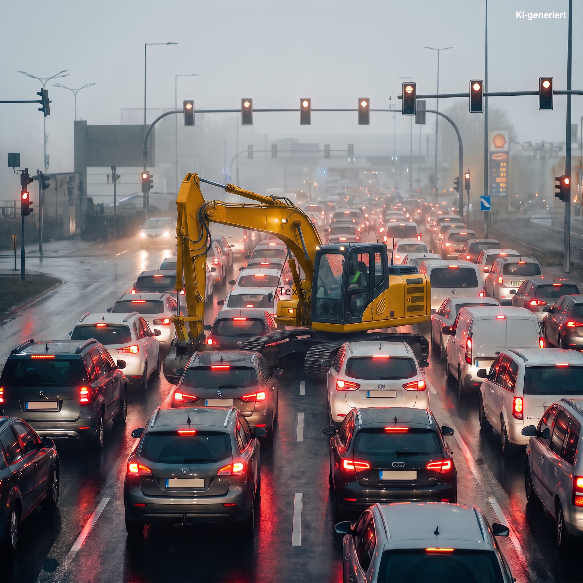 gemini-image-2_The_excavator_should_be_painted_in_bright_yellow-0 Selbst wer viel bewegen kann, braucht einen Weg, auf dem er vorankommt. (KI-generiert)